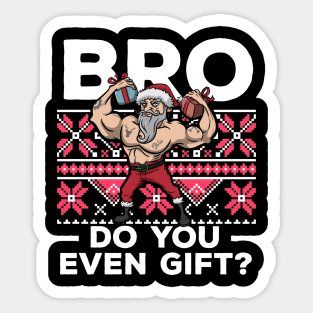 Ugly Christmas Workout Lifting Santa Claus Gym Fitness Gift Sticker